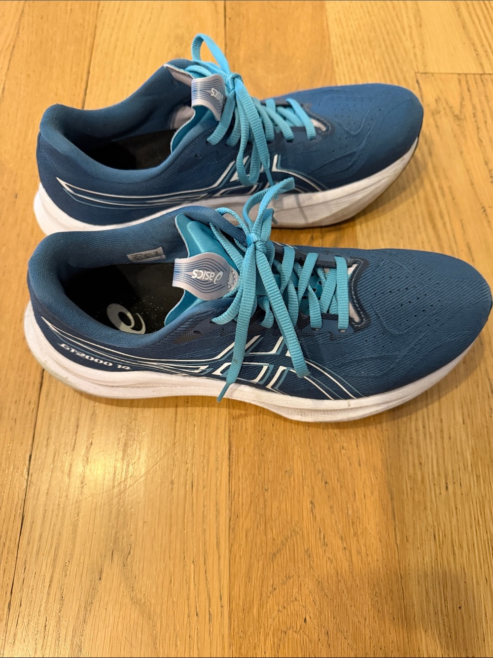 Asics GT 2000 14 Teal-Blue Running Sneakers with Light Blue Laces